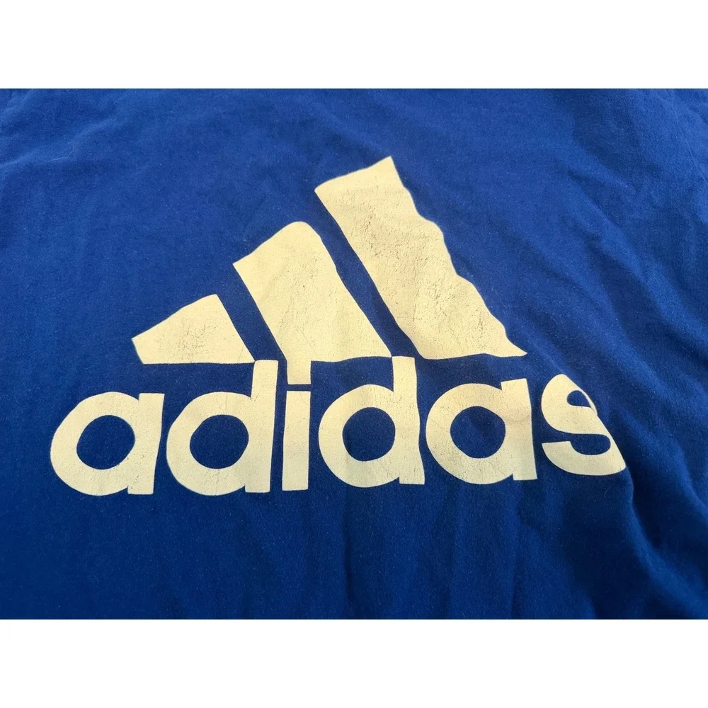 Adidas Amplifier Tee Royal Blue White Logo Graphic T-Shirt Mens 2XL Short Sleeve